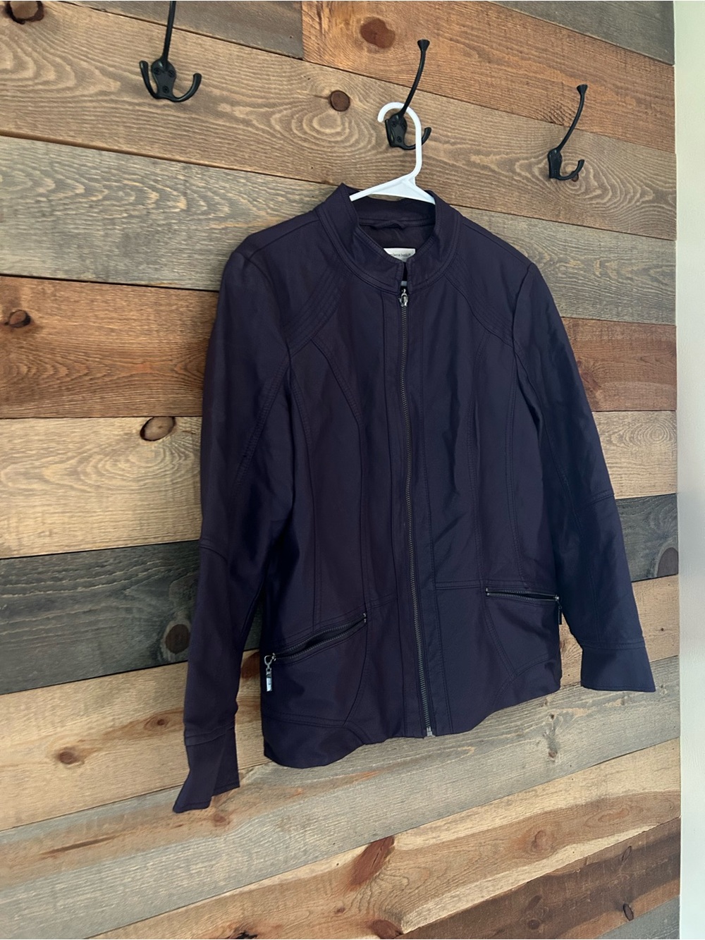 Christopher & Banks Deep Plum Zip-Front Shirt Jacket
